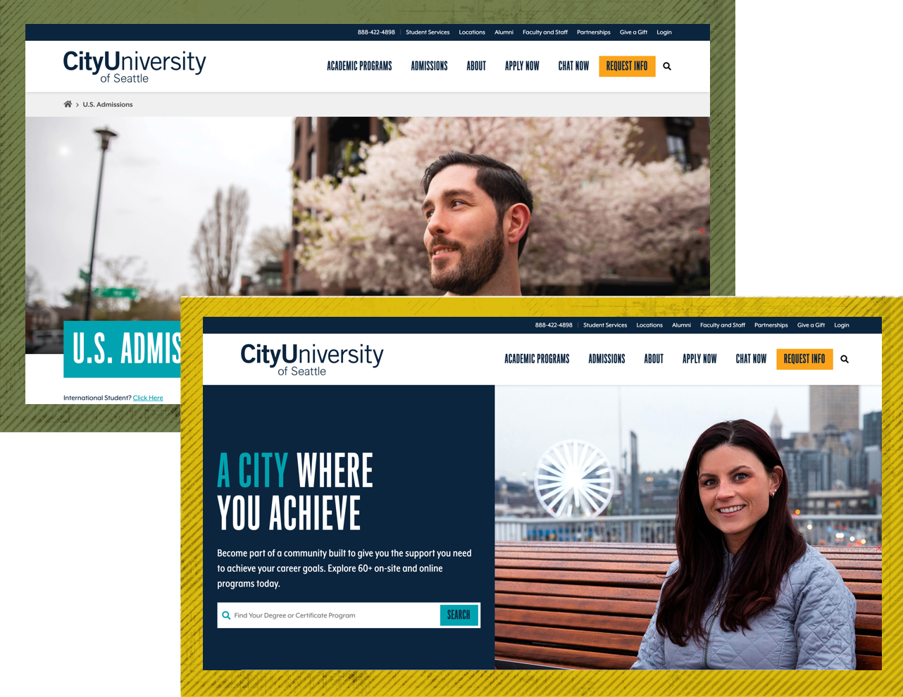 screenshots of the City University website